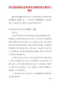 项目建设推进会领导讲话稿范例【通用4篇】