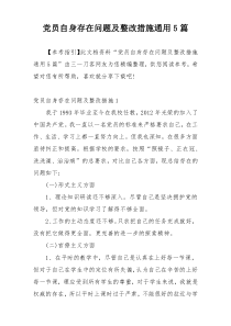 党员自身存在问题及整改措施通用5篇