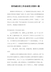 防汛减灾的工作总结范文范例5篇