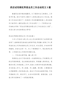 药店试用期优秀营业员工作总结范文5篇
