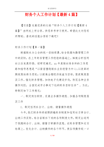 财务个人工作计划【最新4篇】