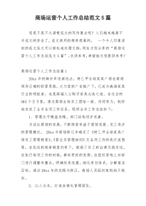 商场运营个人工作总结范文5篇