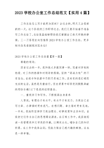 2023学校办公室工作总结范文【实用4篇】
