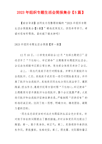 2023年组织专题生活会简报集合【5篇】