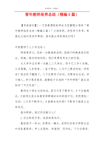 青年教师培养总结（精编5篇）