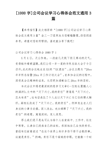 [1000字]公司会议学习心得体会范文通用3篇