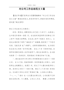 对公司工作总结范文5篇