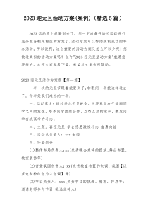 2023迎元旦活动方案(案例)（精选5篇）