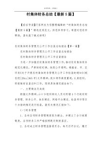 村集体财务总结【最新5篇】