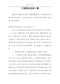 干部理论总结3篇