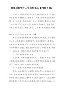物业项目年终工作总结范文【精编4篇】