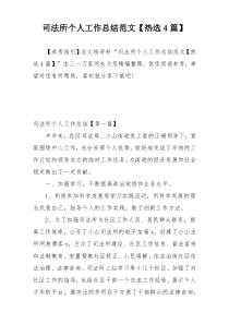 司法所个人工作总结范文【热选4篇】