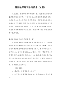 暑期教师培训总结反思（4篇）