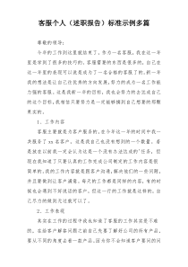 客服个人（述职报告）标准示例多篇