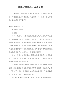采购试用期个人总结5篇