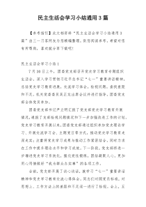民主生活会学习小结通用3篇