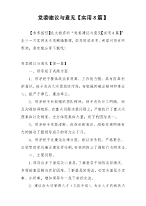 党委建议与意见【实用8篇】