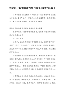 领导班子政治素质考察自查报告【参考5篇】