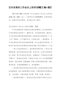 区长在税务工作会议上的讲话稿【汇编4篇】