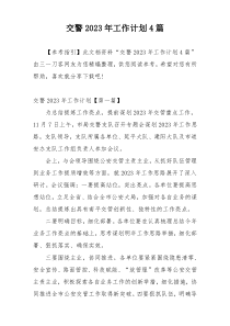 交警2023年工作计划4篇
