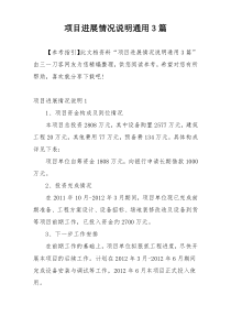 项目进展情况说明通用3篇