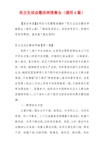 民主生活会整改举措集合（通用4篇）
