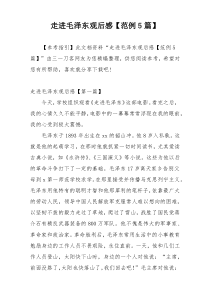 走进毛泽东观后感【范例5篇】