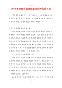 2023年社会实践调查报告范例优秀4篇