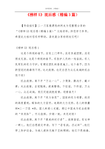 《榜样5》观后感（精编3篇）