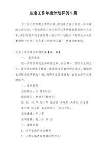 应急工作年度计划样例5篇