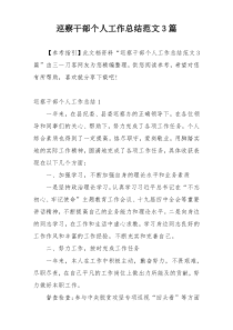 巡察干部个人工作总结范文3篇