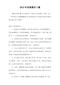 2023年圣诞感言3篇