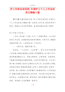 护士年终总结范例_年度护士个人工作总结范文精编5篇