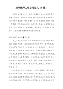 指导教师工作总结范文（5篇）