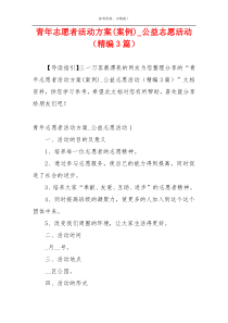 青年志愿者活动方案(案例)_公益志愿活动（精编3篇）
