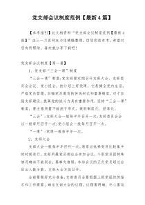 党支部会议制度范例【最新4篇】