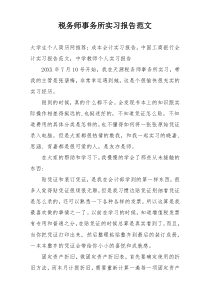税务师事务所实习报告范文