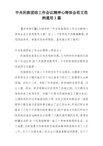 中央民族团结工作会议精神心得体会范文范例通用3篇