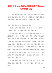 用延安精神滋养初心淬炼灵魂心得体会范文集聚5篇