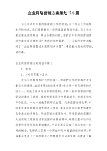 企业网络营销方案策划书5篇