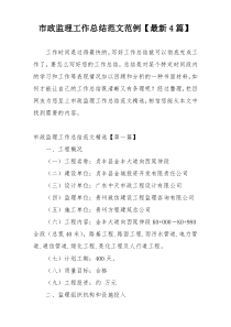 市政监理工作总结范文范例【最新4篇】