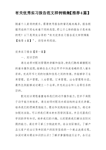 有关优秀实习报告范文样例锦集【推荐4篇】