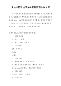 房地产团队线下宣传营销流程方案5篇