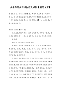 关于车间实习报告范文样例【通用4篇】