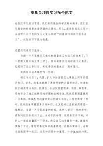 测量员顶岗实习报告范文