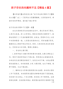 班子存在的问题和不足【精选4篇】