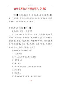 会计电算化实习报告范文【5篇】
