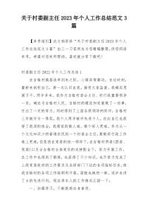 关于村委副主任2023年个人工作总结范文3篇