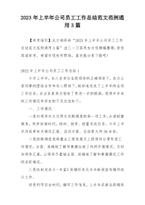2023年上半年公司员工工作总结范文范例通用3篇