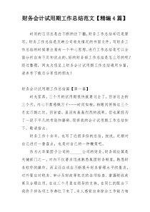 财务会计试用期工作总结范文【精编4篇】
